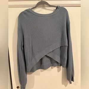 Lululemon Chambray Gray Knit Crossover Sweater Reversible Size 8 UGC